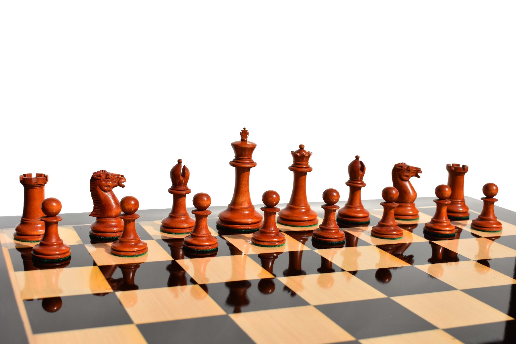 Circa 1855 Anderssen Drop Jaw Series Chess Pieces <br> Antiqued Boxwood & Ebony <br> 3.5" King-2170 Circa 1855 Anderssen Drop Jaw Series Chess Pieces Antiqued Boxwood & Ebony 3.5" King-2170