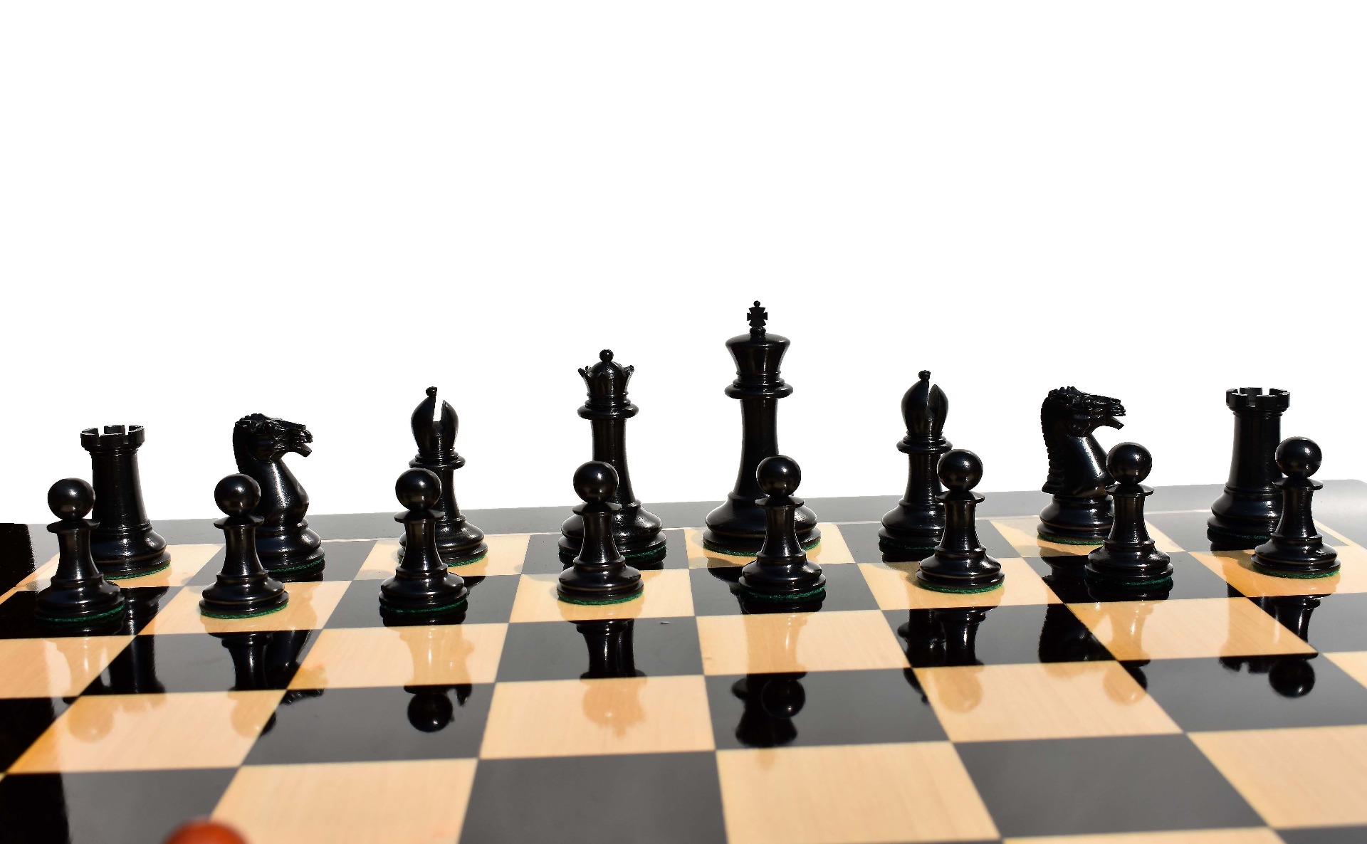 Circa 1855 Anderssen Drop Jaw Series Chess Pieces <br> Antiqued Boxwood & Ebony <br> 3.5" King-2172 Circa 1855 Anderssen Drop Jaw Series Chess Pieces Antiqued Boxwood & Ebony 3.5" King-2172