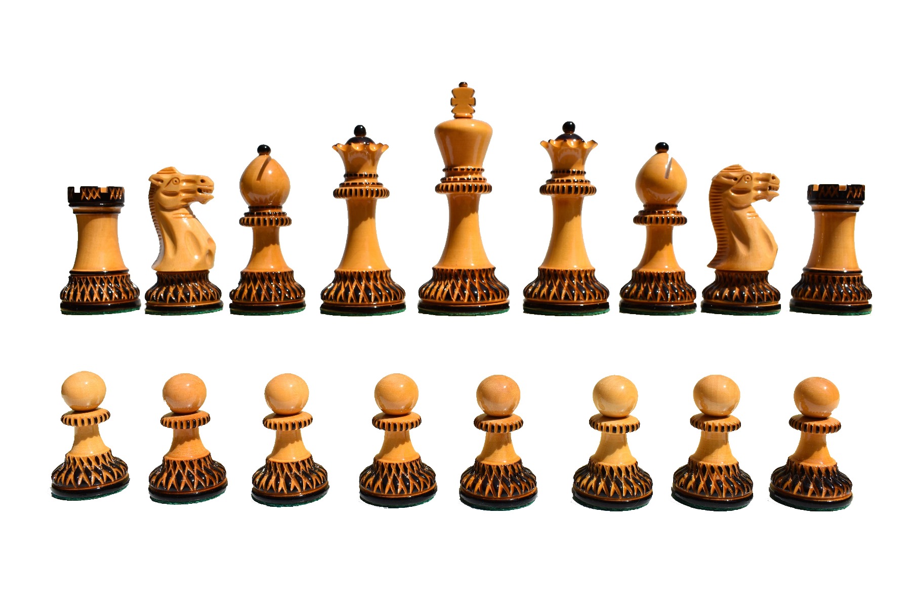 The Parker Burnt Series Chess Pieces Boxwood Burnt Lacquered 3.75" King-2254