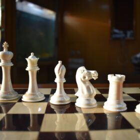 The Bone Staunton Chess Pieces Natural Bone & Black 3.5" King-0