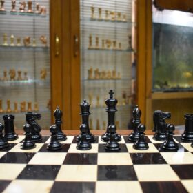 The Bone Staunton Chess Pieces Natural Bone & Black 3.5" King-3056