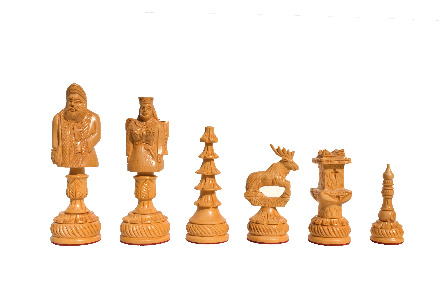 The Santa Series Hand Carved Chess Pieces Matte Finish <br> Boxwood & Padauk <br> 5.5" King-3187 The Santa Series Hand Carved Chess Pieces Matte Finish Boxwood & Padauk 5.5" King-3187