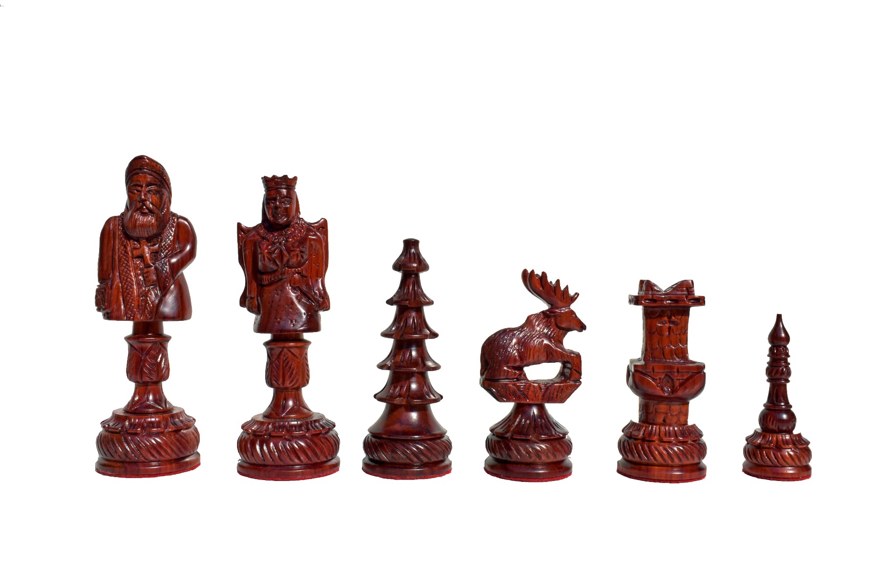 The Santa Series Hand Carved Chess Pieces Matte Finish <br> Boxwood & Padauk <br> 5.5" King-3188 The Santa Series Hand Carved Chess Pieces Matte Finish Boxwood & Padauk 5.5" King-3188