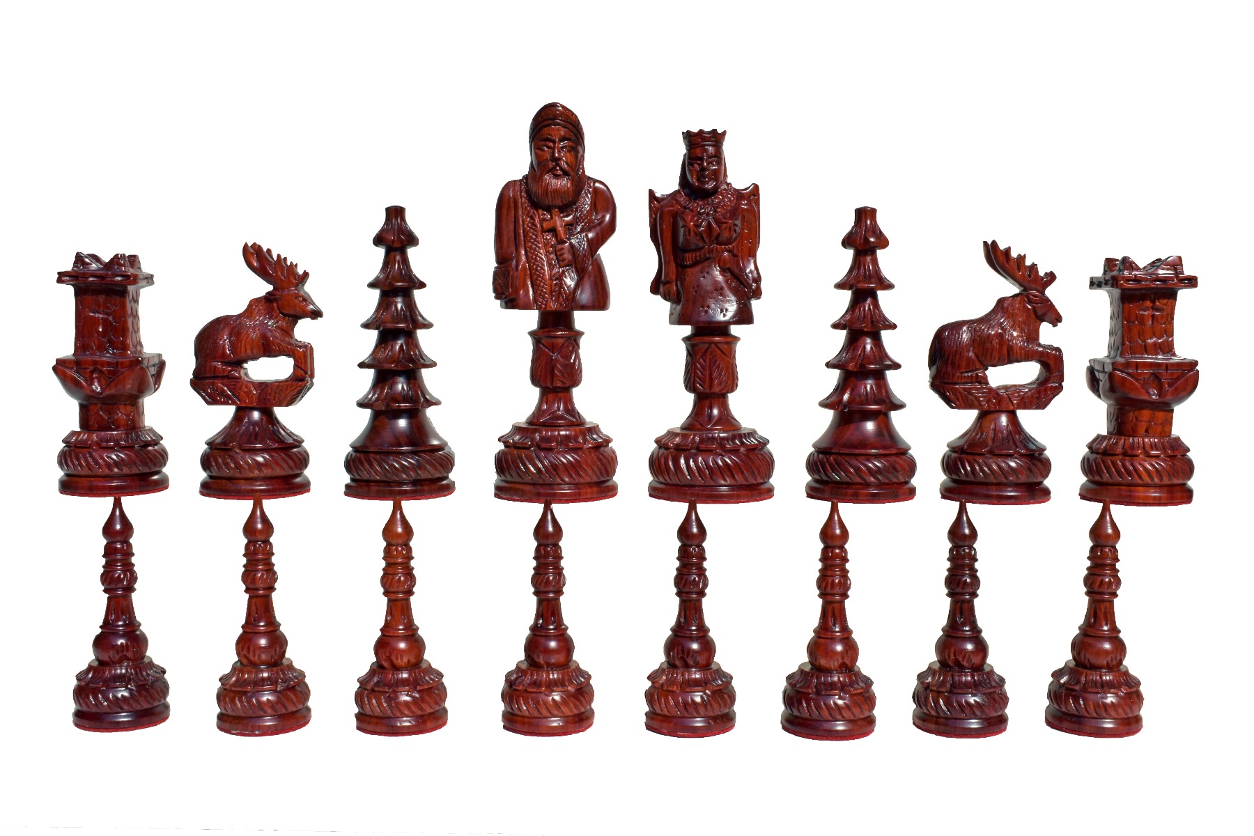 The Santa Series Hand Carved Chess Pieces Matte Finish <br> Boxwood & Padauk <br> 5.5" King-3195 The Santa Series Hand Carved Chess Pieces Matte Finish Boxwood & Padauk 5.5" King-3195