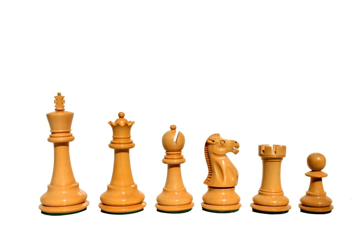 Fischer Spassky Series Chess PiecesBoxwood & Ebony 3.5" King.-1872