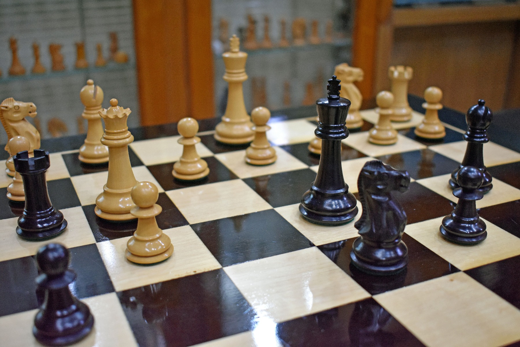 Fischer Spassky Series Chess PiecesBoxwood & Ebony 3.5" King.-1880