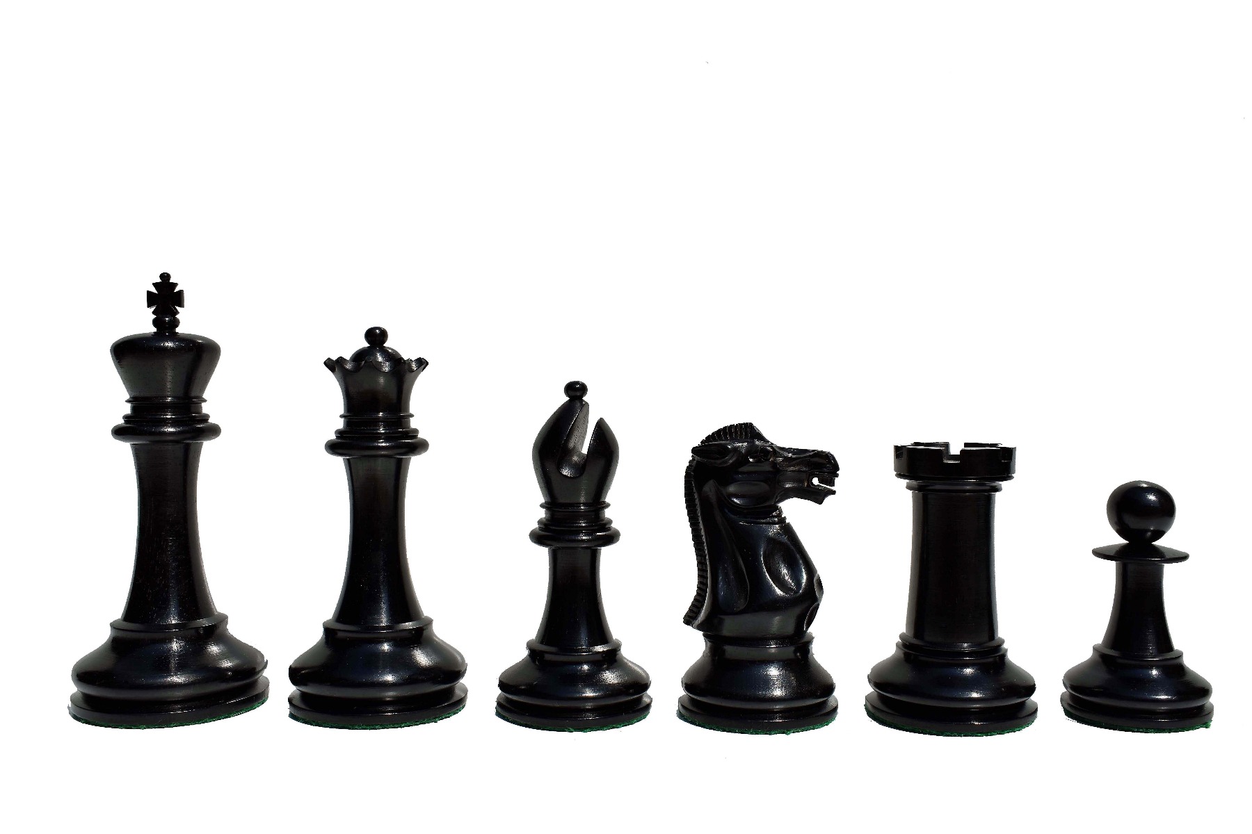 1855-1860 Anderssen Jaques Chess Pieces <br> Antiqued Boxwood & Ebony <br> 4.4" King-2043 1855-1860 Anderssen Jaques Chess Pieces Antiqued Boxwood & Ebony 4.4" King-2043
