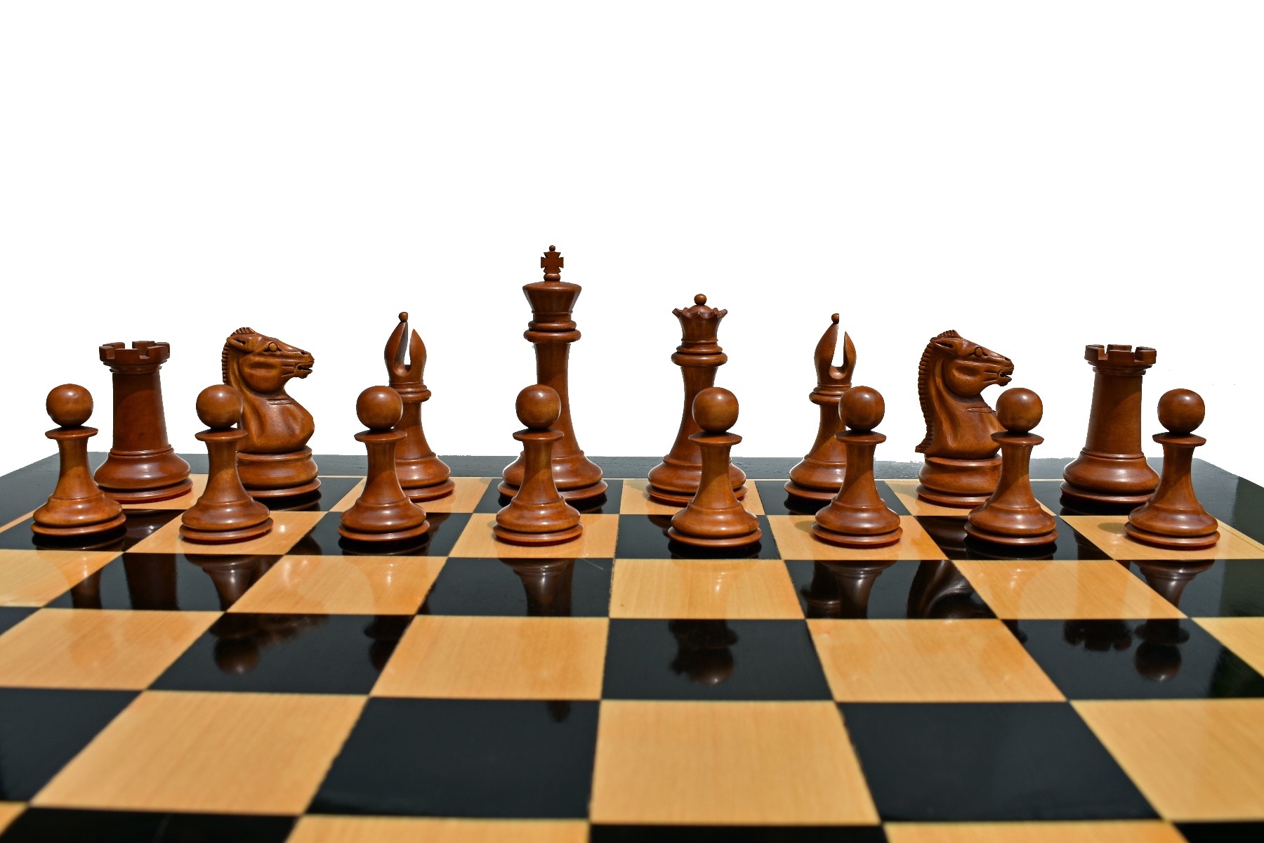 Jaques Morphy Style 1849 Cook Type Knight Chess Pieces <br> Antiqued Boxwood & Ebony <br> 4" KIng-2116 Jaques Morphy Style 1849 Cook Type Knight Chess Pieces Antiqued Boxwood & Ebony 4" KIng-2116