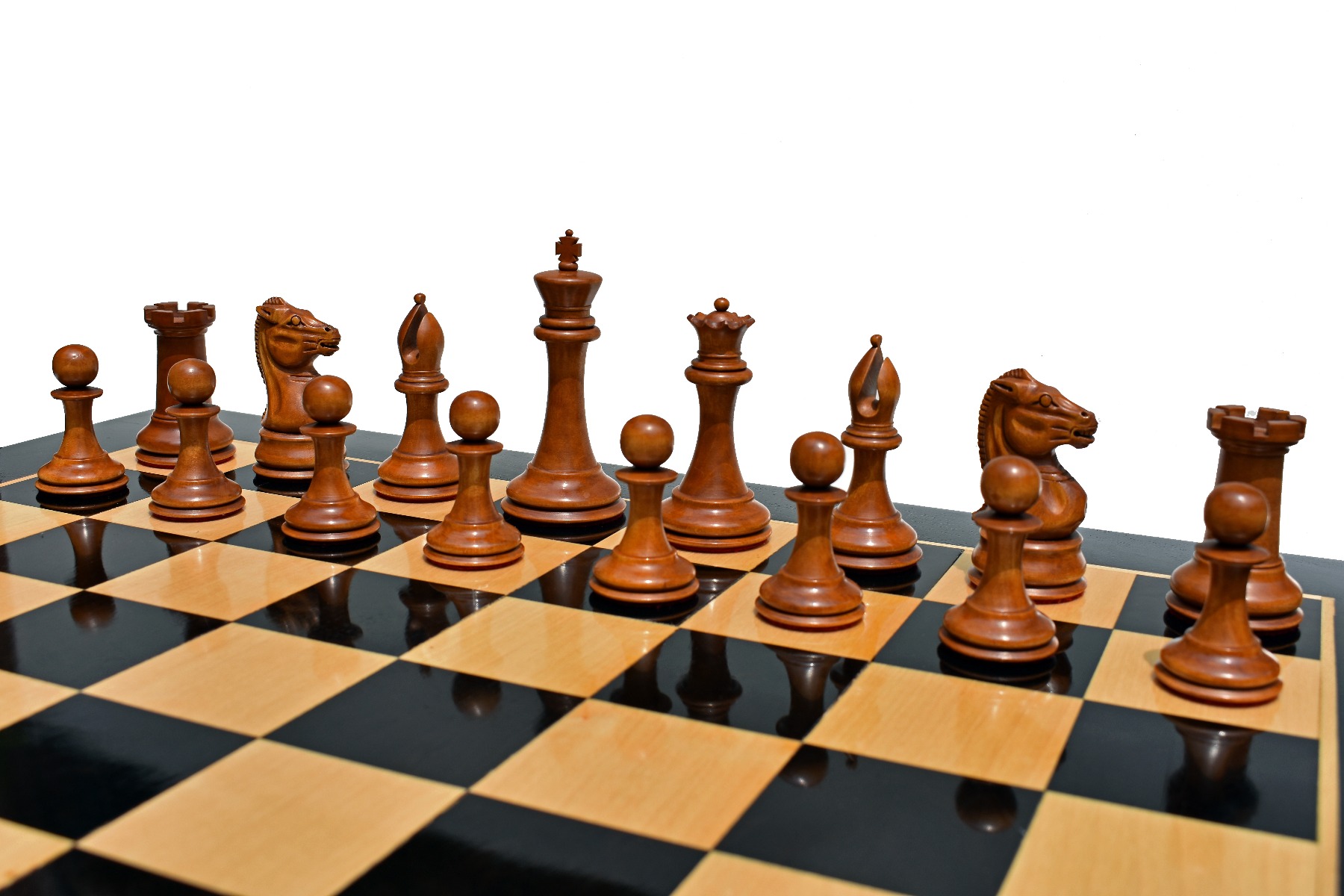 Jaques Morphy Style 1849 Cook Type Knight Chess Pieces <br> Antiqued Boxwood & Ebony <br> 4" KIng-2117 Jaques Morphy Style 1849 Cook Type Knight Chess Pieces Antiqued Boxwood & Ebony 4" KIng-2117