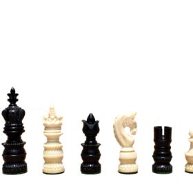 The Mughal Art Bone Chess Pieces Natural Bone & Black Stained Bone 3.5" King-0