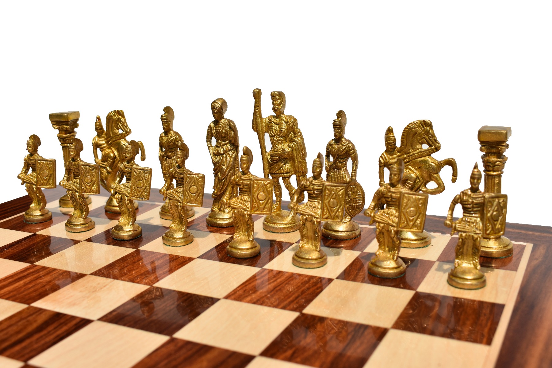 Roman Art Carved Solid Brass Chess Pieces Brass & copper Coated 3.25" Chess Pieces-3117