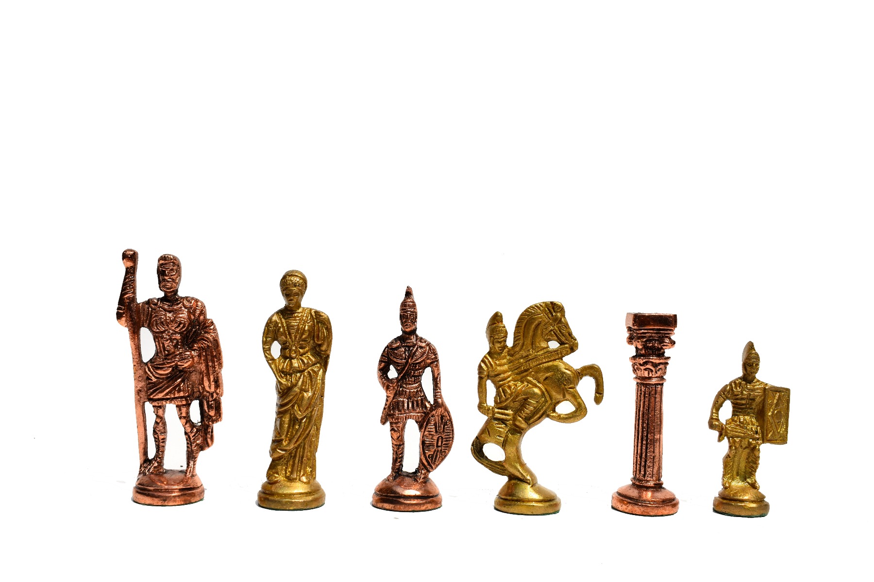 Roman Art Carved Solid Brass Chess Pieces Brass & copper Coated 3.25" Chess Pieces-3113