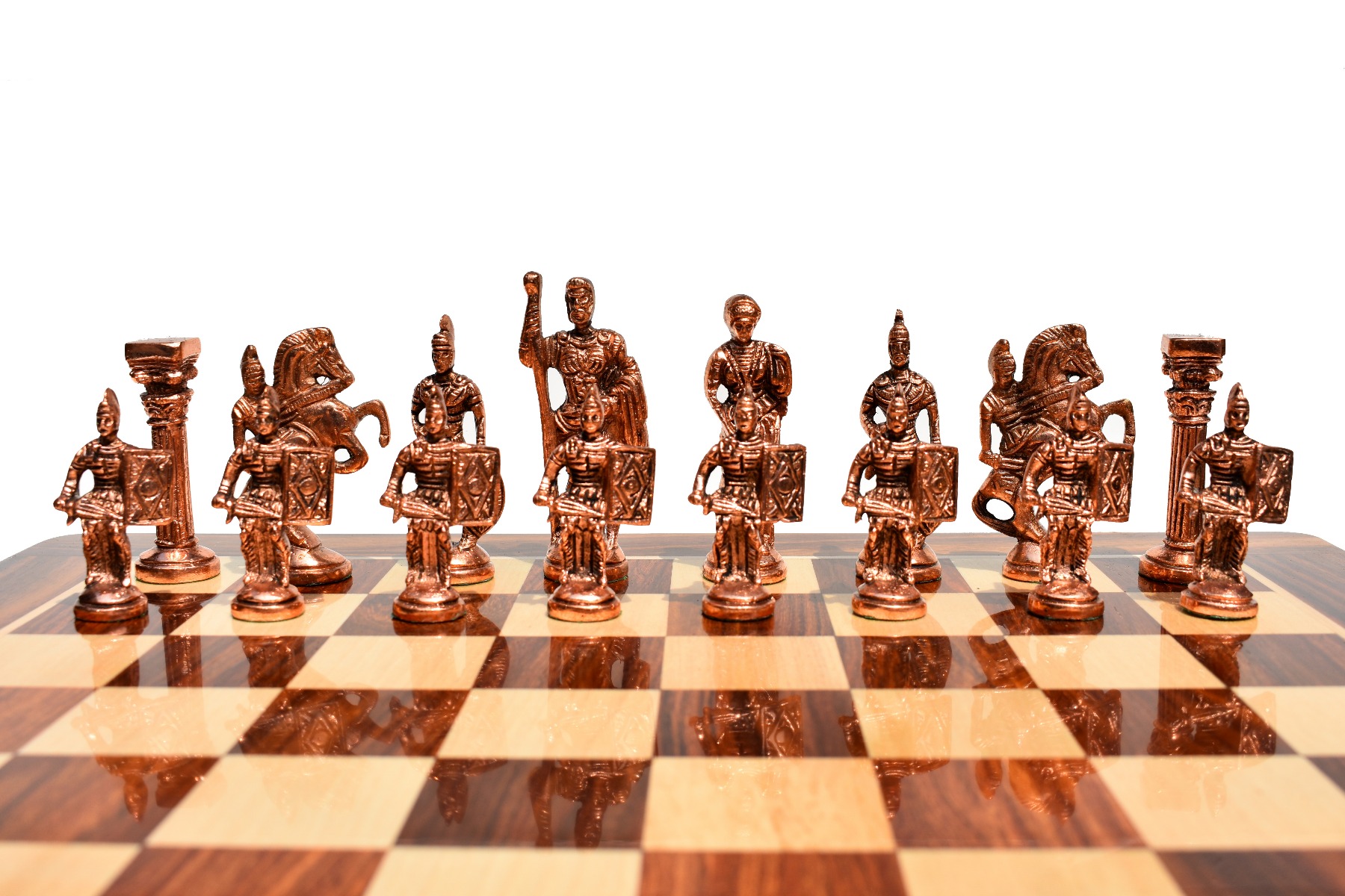 Roman Art Carved Solid Brass Chess Pieces Brass & copper Coated 3.25" Chess Pieces-3118