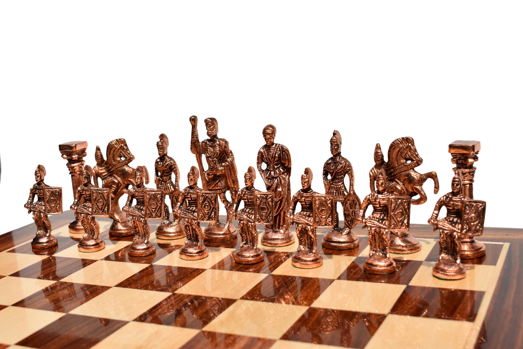 Roman Art Carved Solid Brass Chess Pieces Brass & copper Coated 3.25" Chess Pieces-3119