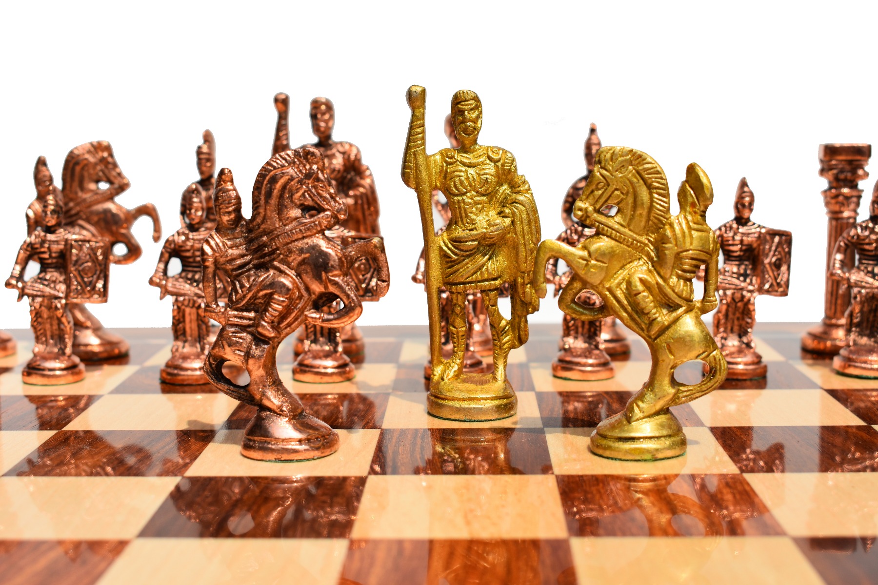 Roman Art Carved Solid Brass Chess Pieces Brass & copper Coated 3.25" Chess Pieces-3120