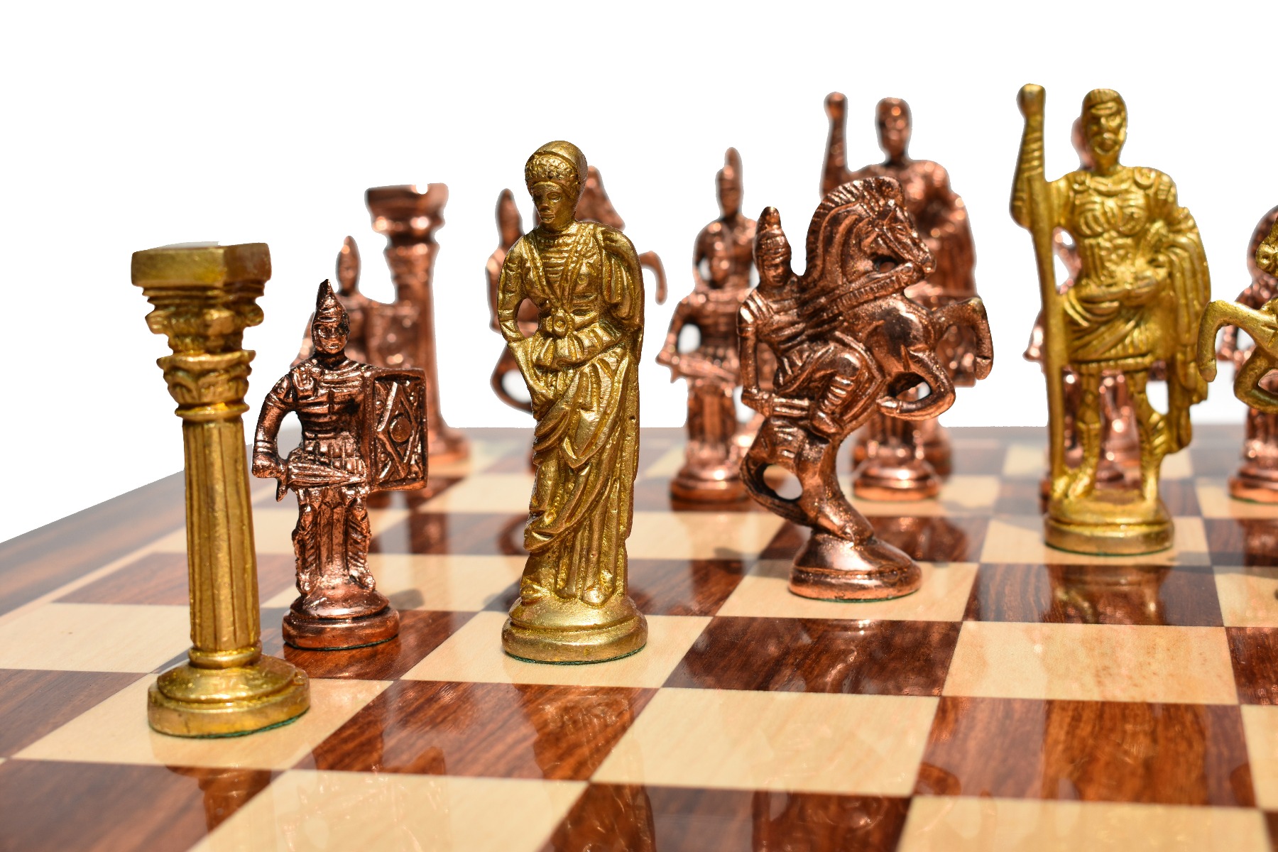 Roman Art Carved Solid Brass Chess Pieces Brass & copper Coated 3.25" Chess Pieces-3121