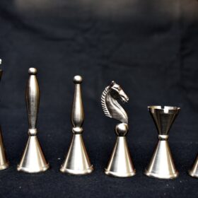 The Stamford Series Solid Brass Chess Pieces Antique & silver Coated 4.25" King-3144