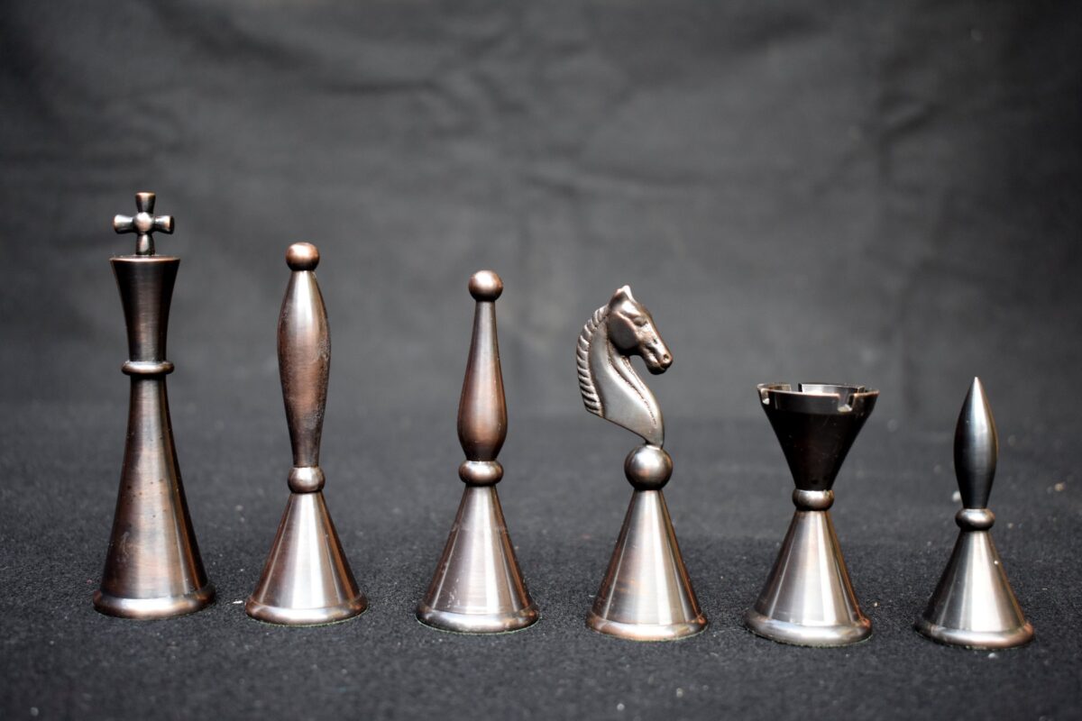 The Stamford Series Solid Brass Chess Pieces Antique & silver Coated 4.25" King-3145