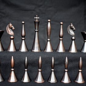 The Stamford Series Solid Brass Chess Pieces Antique & silver Coated 4.25" King-0