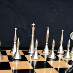 The Stamford Series Solid Brass Chess Pieces Antique & silver Coated 4.25" King-3146