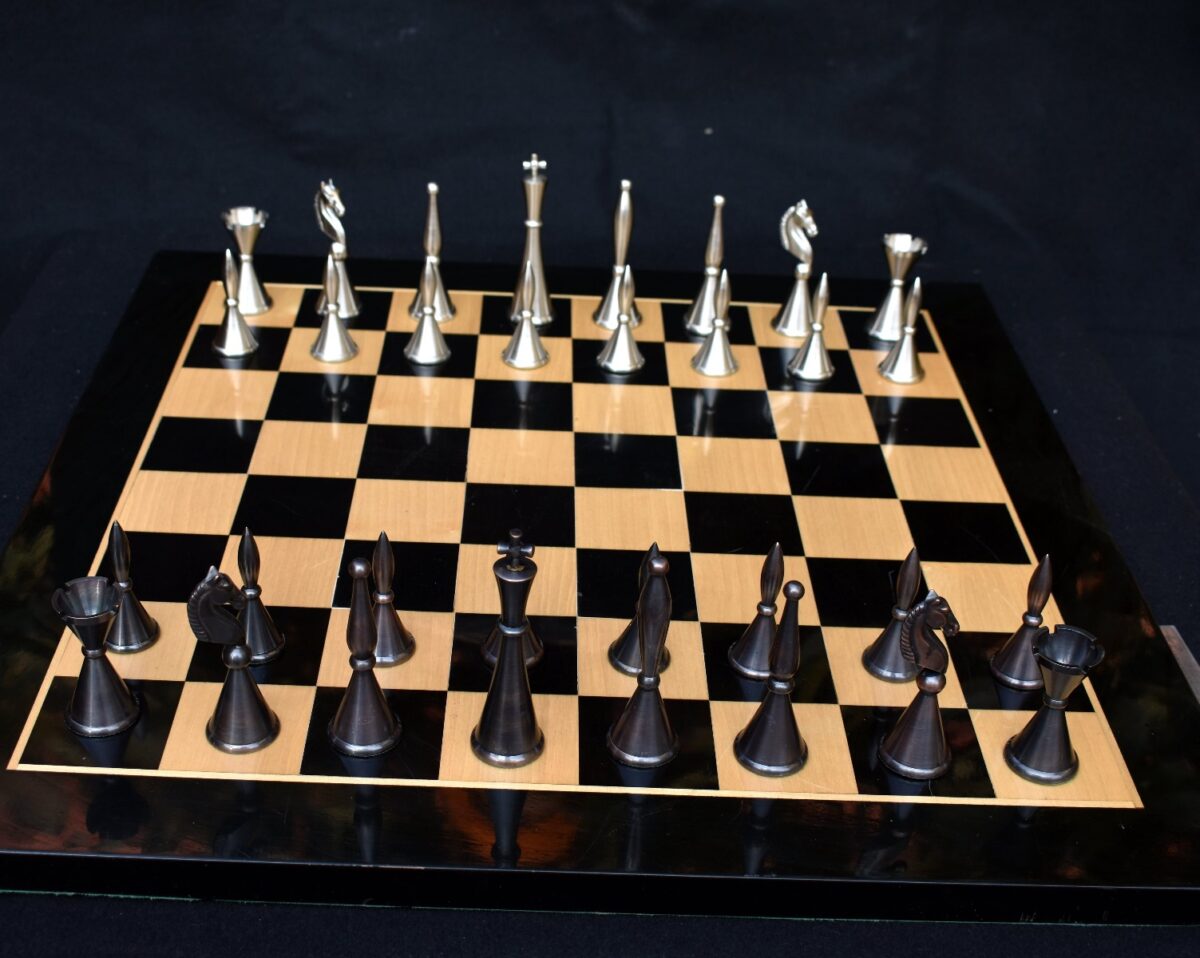 The Stamford Series Solid Brass Chess Pieces Antique & silver Coated 4.25" King-3147