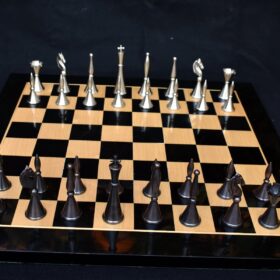 The Stamford Series Solid Brass Chess Pieces Antique & silver Coated 4.25" King-3147