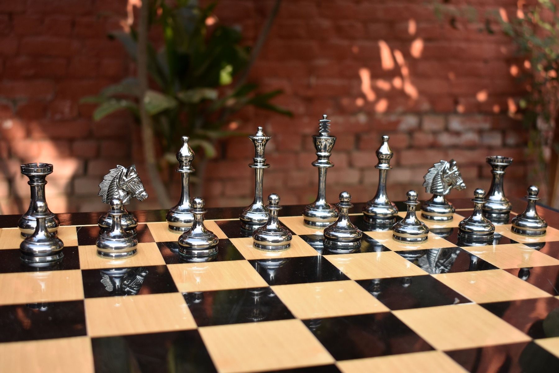 Bridle Knight Solid Brass Chess Pieces Brass & Black Coated 3.75" King -3134