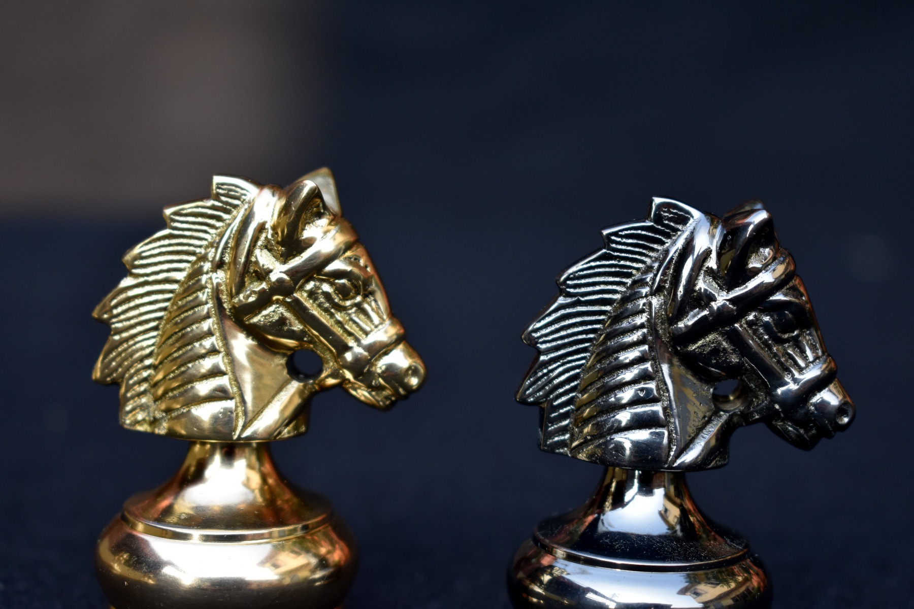 Bridle Knight Solid Brass Chess Pieces Brass & Black Coated 3.75" King -3131