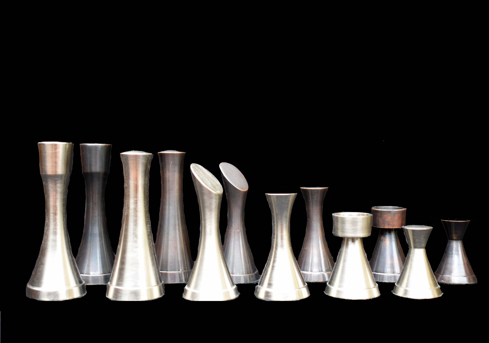 The Contemporary Series Solid Brass Chess pieces Antiqued & Silver Coated 3.25" King -0