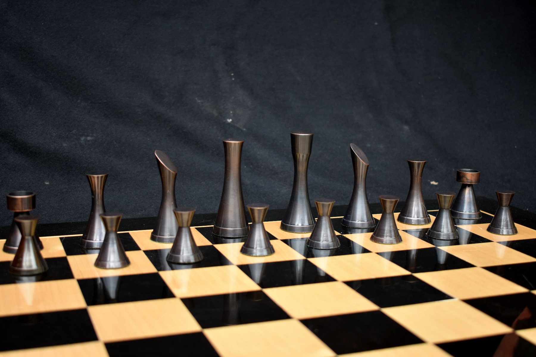 The Contemporary Series Solid Brass Chess pieces Antiqued & Silver Coated 3.25" King -3111