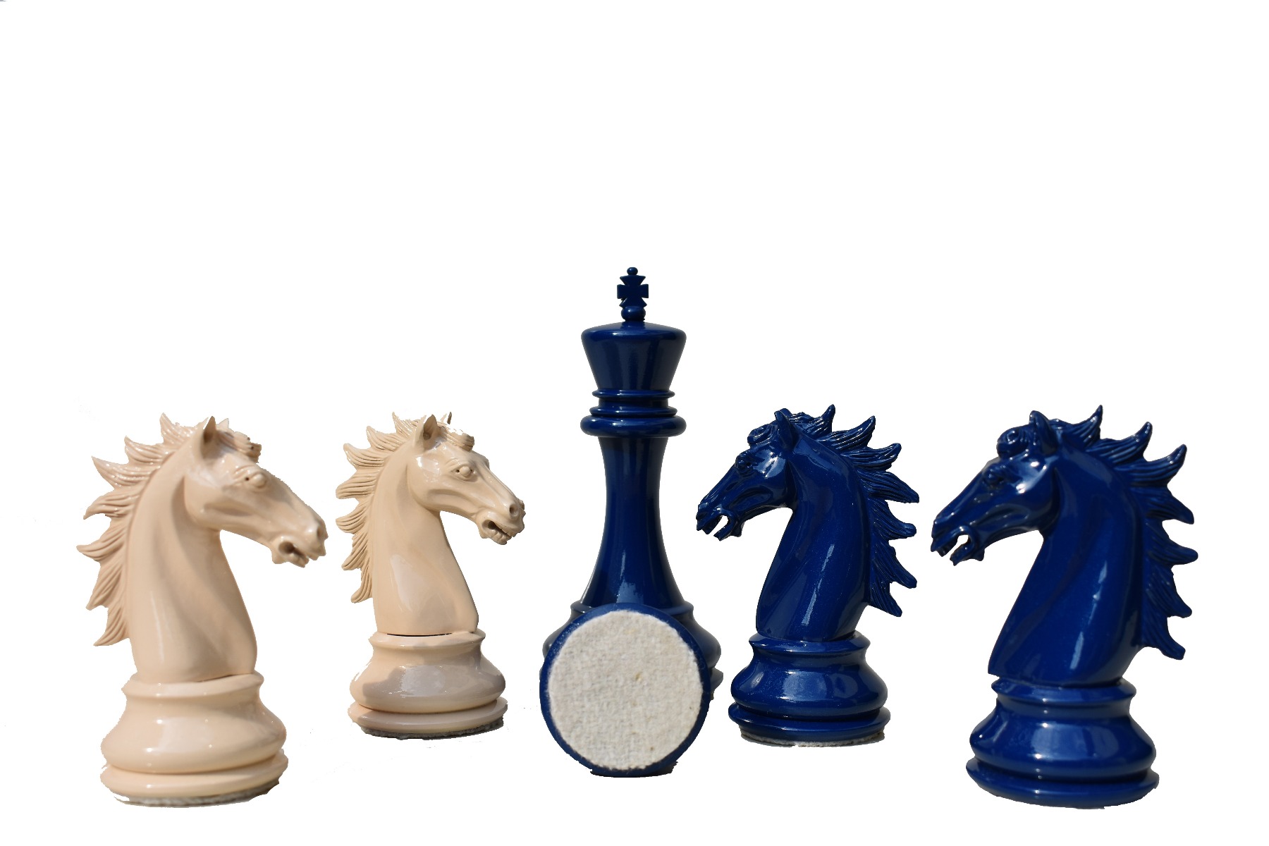 The Emperor Series Chess Pieces <br> Pearl White & Royal Blue  Lacquered<br> 4.4" King-0 The Emperor Series Chess Pieces Pearl White & Royal Blue Lacquered 4.4" King-0
