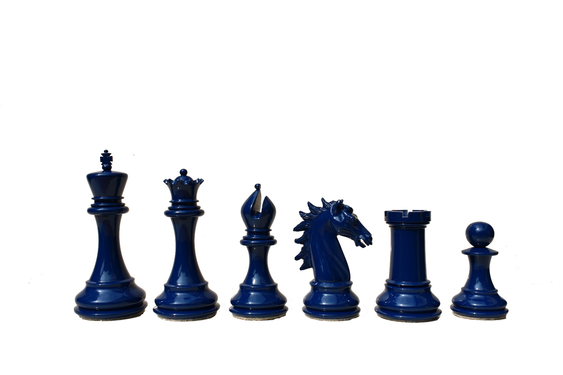The Emperor Series Chess Pieces <br> Pearl White & Royal Blue  Lacquered<br> 4.4" King-2583 The Emperor Series Chess Pieces Pearl White & Royal Blue Lacquered 4.4" King-2583