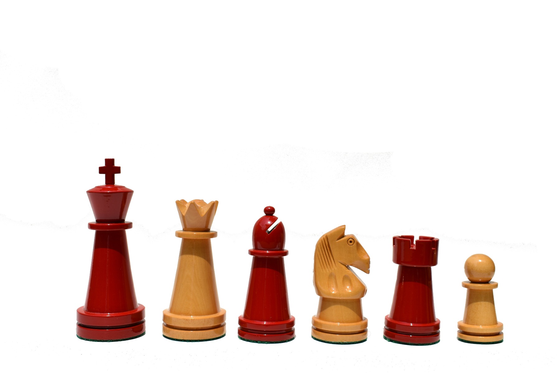 Magnus Carlsen Series Chess Pieces<br> Boxwood & Red Lacquered<br> 3.75" King-2336 Magnus Carlsen Series Chess Pieces Boxwood & Red Lacquered 3.75" King-2336