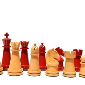 Magnus Carlsen Series Chess Pieces Boxwood & Red Lacquered 3.75" King-0