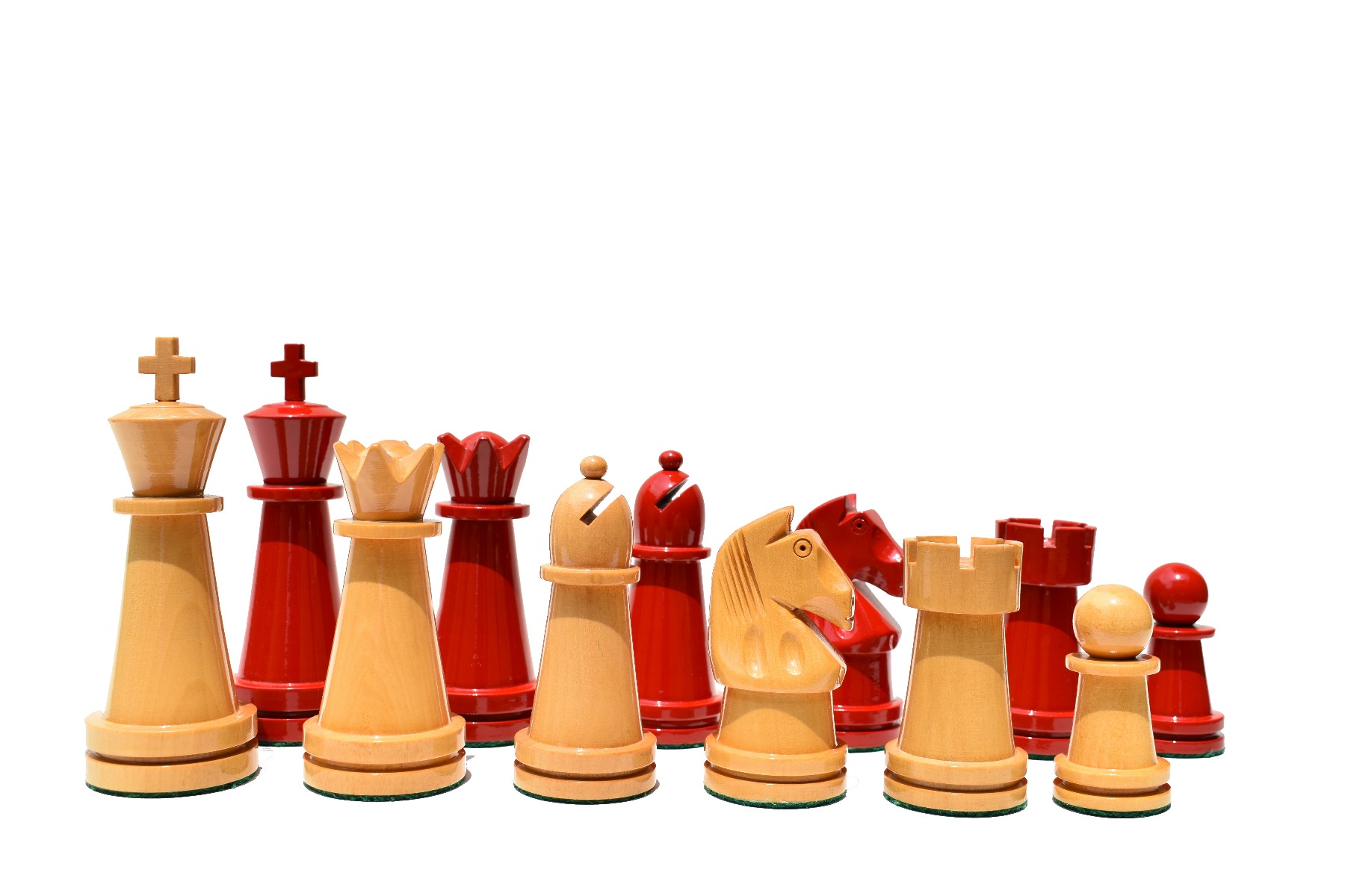 Magnus Carlsen Series Chess Pieces<br> Boxwood & Red Lacquered<br> 3.75" King-0 Magnus Carlsen Series Chess Pieces Boxwood & Red Lacquered 3.75" King-0