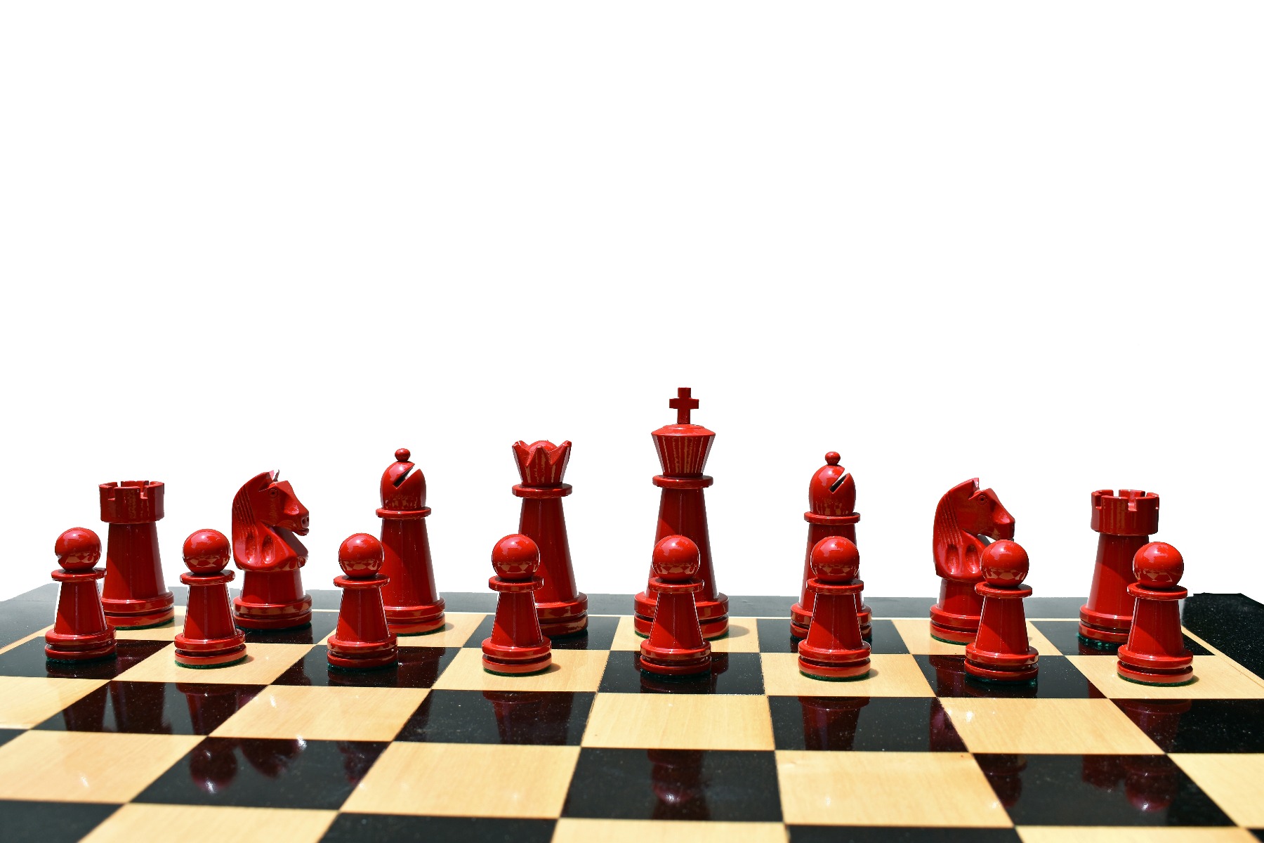 Magnus Carlsen Series Chess Pieces<br> Boxwood & Red Lacquered<br> 3.75" King-2341 Magnus Carlsen Series Chess Pieces Boxwood & Red Lacquered 3.75" King-2341