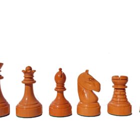 Mechanics Institute Series Chess Pieces Natural Boxwood & Red Lacquered 4.25" King-2054