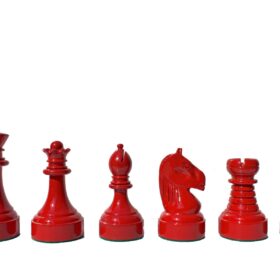 Mechanics Institute Series Chess Pieces Natural Boxwood & Red Lacquered 4.25" King-2055
