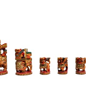 Ambawari Artistic Chess Pieces Green/ Gold & Red Stained 3" King-3149