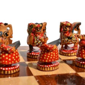 Ambawari Artistic Chess Pieces Green/ Gold & Red Stained 3" King-3157