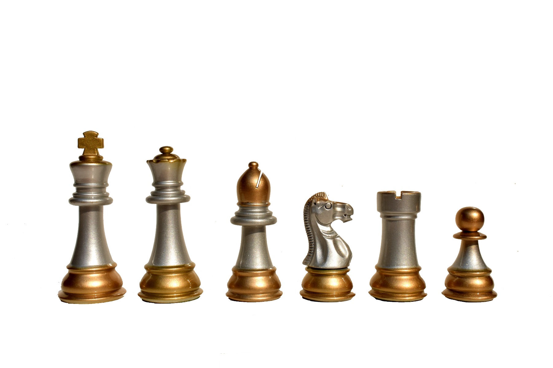 Windsor Castle Series Chess Pieces <br> Black Gold Lacquered & Silver Gold <br> 4" King-2313 Windsor Castle Series Chess Pieces Black Gold Lacquered & Silver Gold 4" King-2313