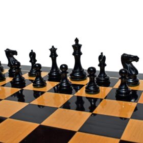 The Windsor Series Chess Set Boxwood & Ebony 3.5" King with 2" Square Tournament Series Chess Board-4129