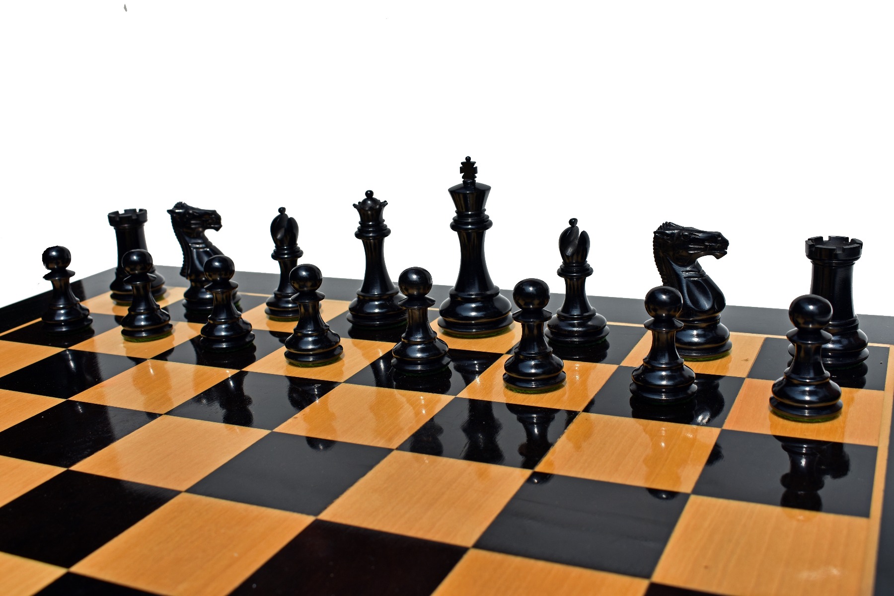 The Windsor Series Chess Set <br> Boxwood & Ebony <br> 3.5" King with 2" Square Tournament Series Chess Board-4129 The Windsor Series Chess Set Boxwood & Ebony 3.5" King with 2" Square Tournament Series Chess Board-4129