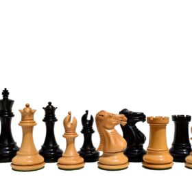 The Windsor Series Chess Set Boxwood & Ebony 3.5" King with 2" Square Tournament Series Chess Board-4122