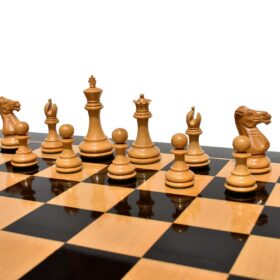 The Windsor Series Chess Set Boxwood & Ebony 3.5" King with 2" Square Tournament Series Chess Board-4127