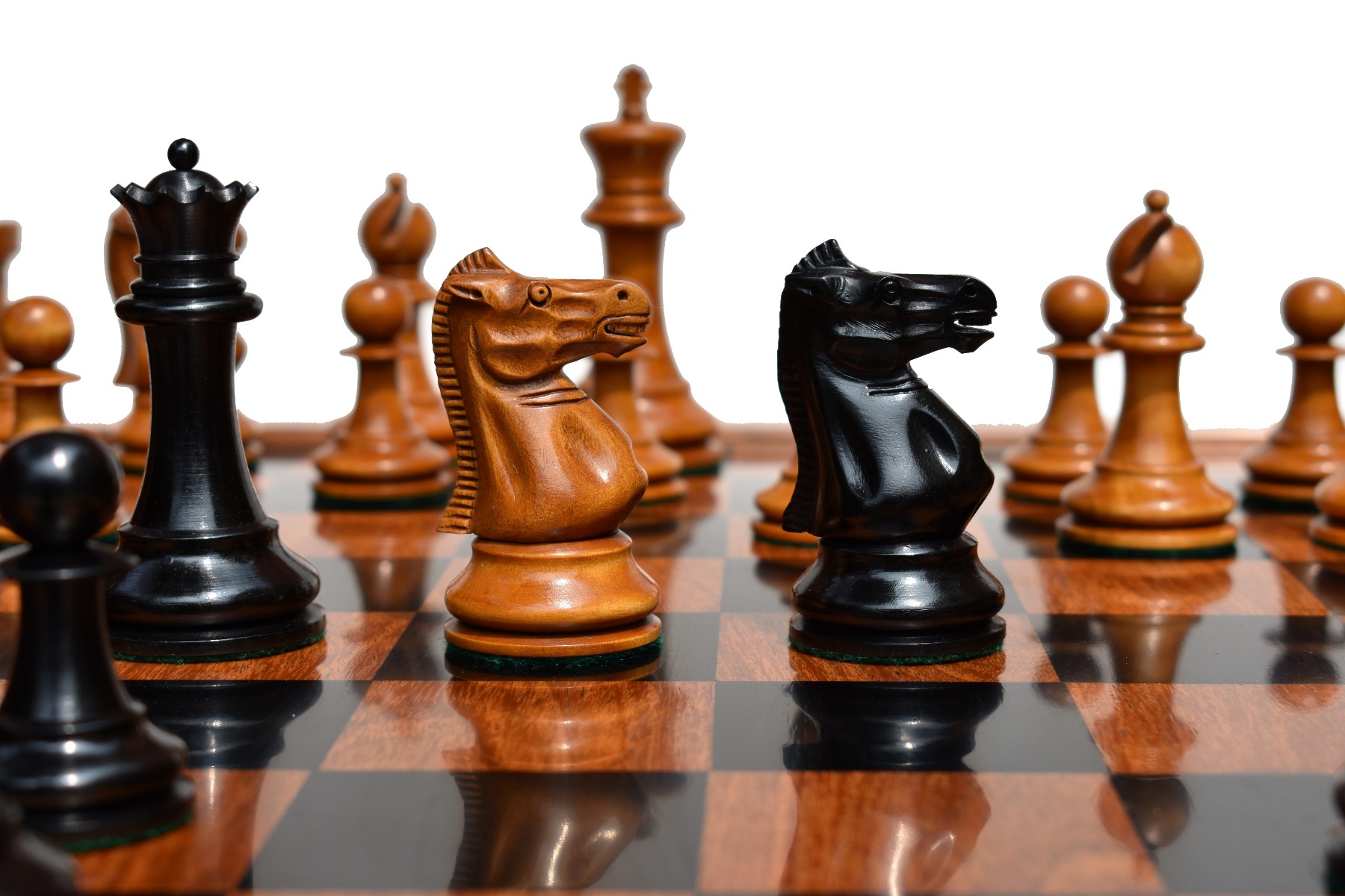 1875-1880 Jaques Zukertort Chess Set Antiqued Boxwood & Ebony 4" King with 2.25" Square Jaques Chess Board-3961