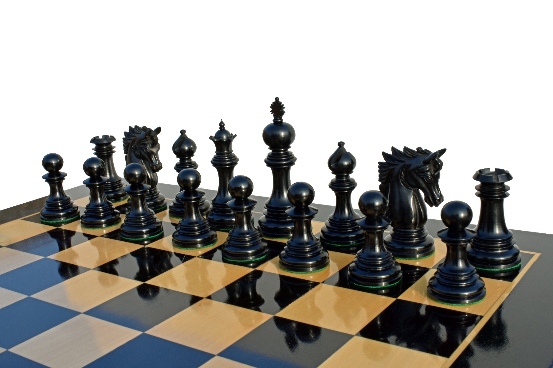 Victoria Castle Series Chess Set Boxwood & Ebony 4.4" King with 2.25" Square tournament series Chess Board-3864