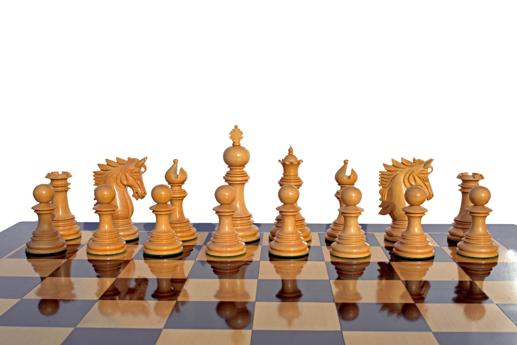 Victoria Castle Series Chess Set Boxwood & Ebony 4.4" King with 2.25" Square tournament series Chess Board-3861
