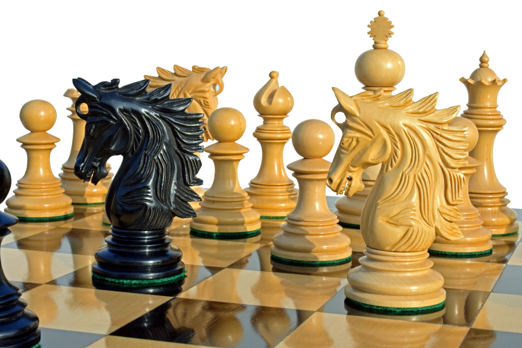 Victoria Castle Series Chess Set Boxwood & Ebony 4.4" King with 2.25" Square tournament series Chess Board-3865