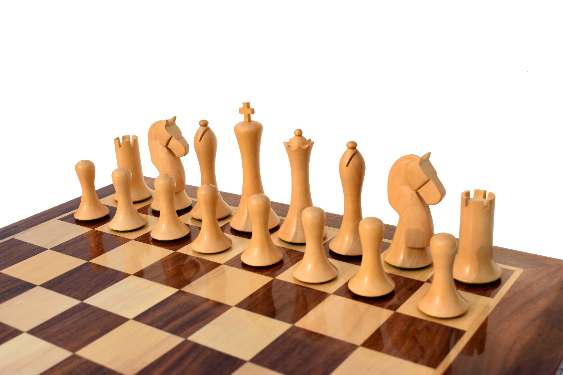 Ulbrich Series Chess Set <br> Boxwood & Ebonized <br> 3.75" King with 2" Square Beveled Series Chess Board-4083 Ulbrich Series Chess Set Boxwood & Ebonized 3.75" King with 2" Square Beveled Series Chess Board-4083